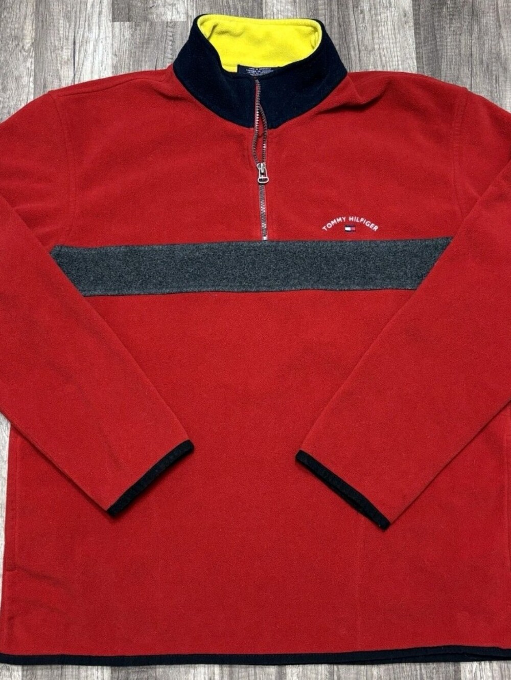 3 For $30😃 Vintage 90's Tommy Hilfiger 1/4 Zip Fleece Red & Blue Pullover